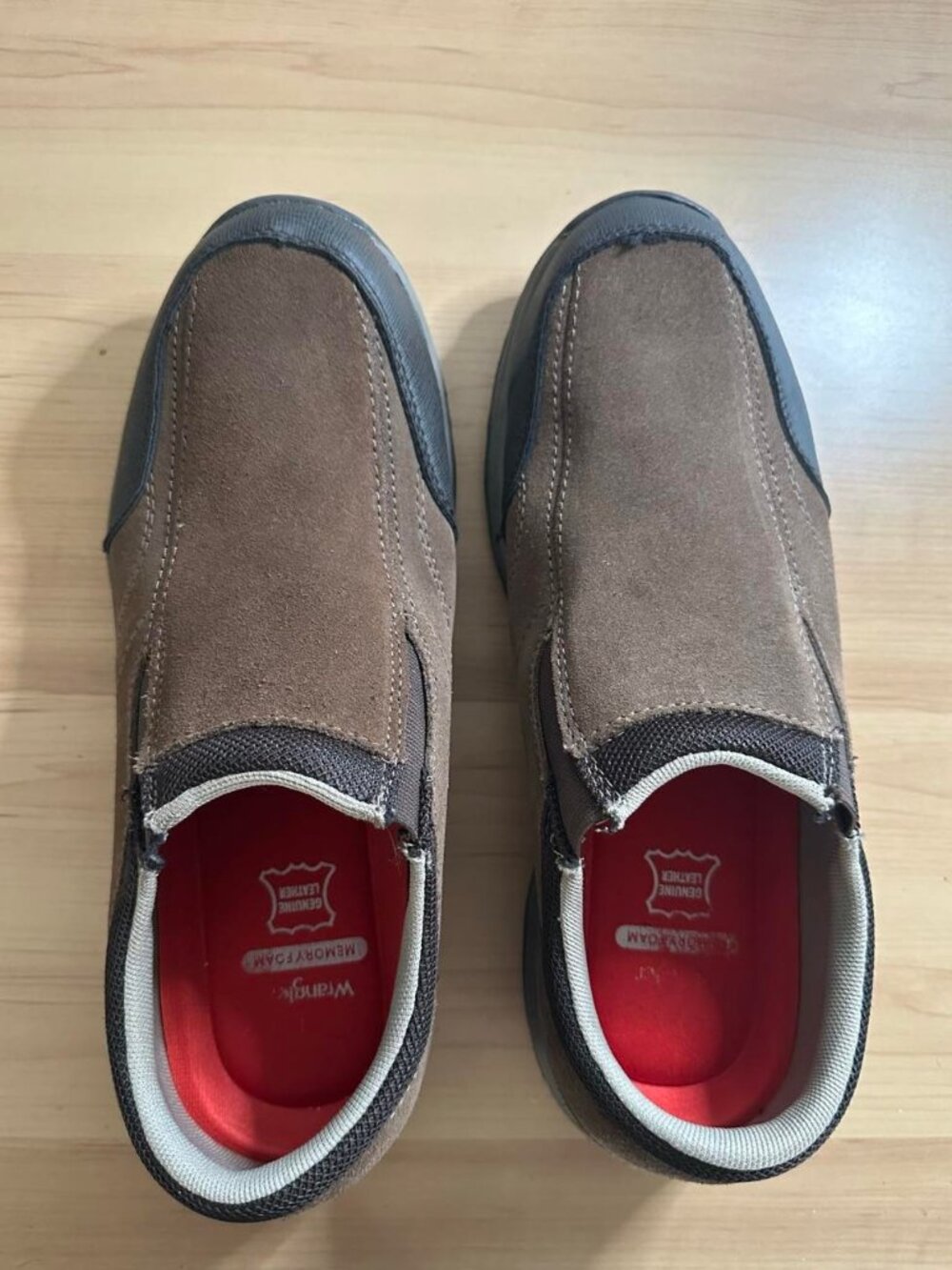 Wrangler Mens Memory Foam Genuine Leather Slip On Loafers Brown Casual Shoes